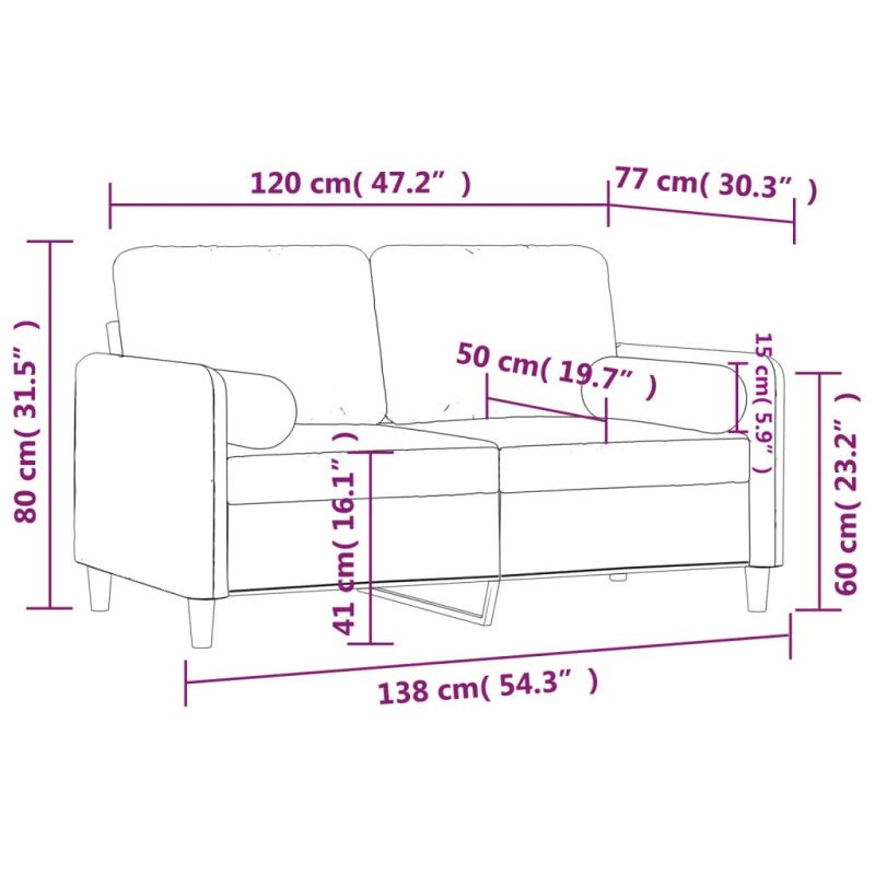 vidaXL 2-miestna pohovka s vankúšmi hnedá 120 cm zamat