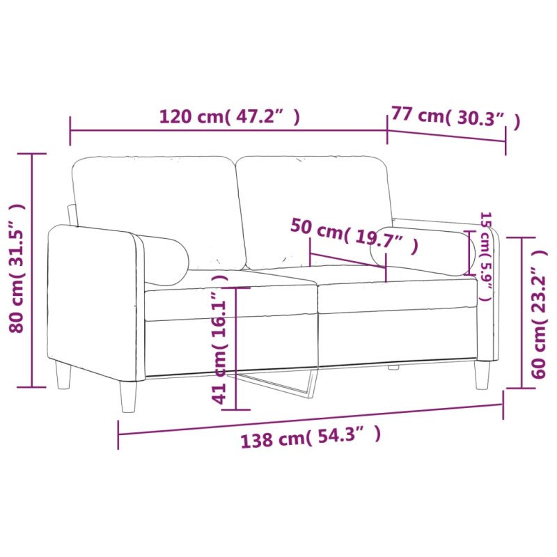 vidaXL 2-miestna pohovka s vankúšmi tmavozelená 120 cm zamat