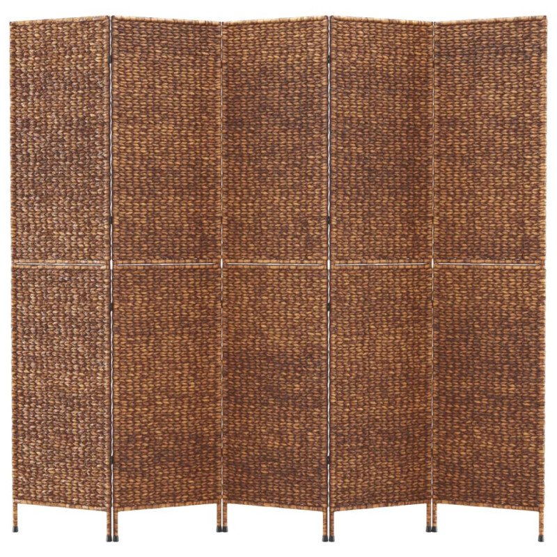 vidaXL Paraván 5-panelový hnedý 205x180 cm vodný hyacint