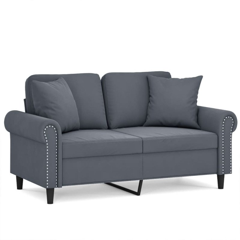 vidaXL 2-miestna pohovka s vankúšmi tmavosivá 120 cm zamat