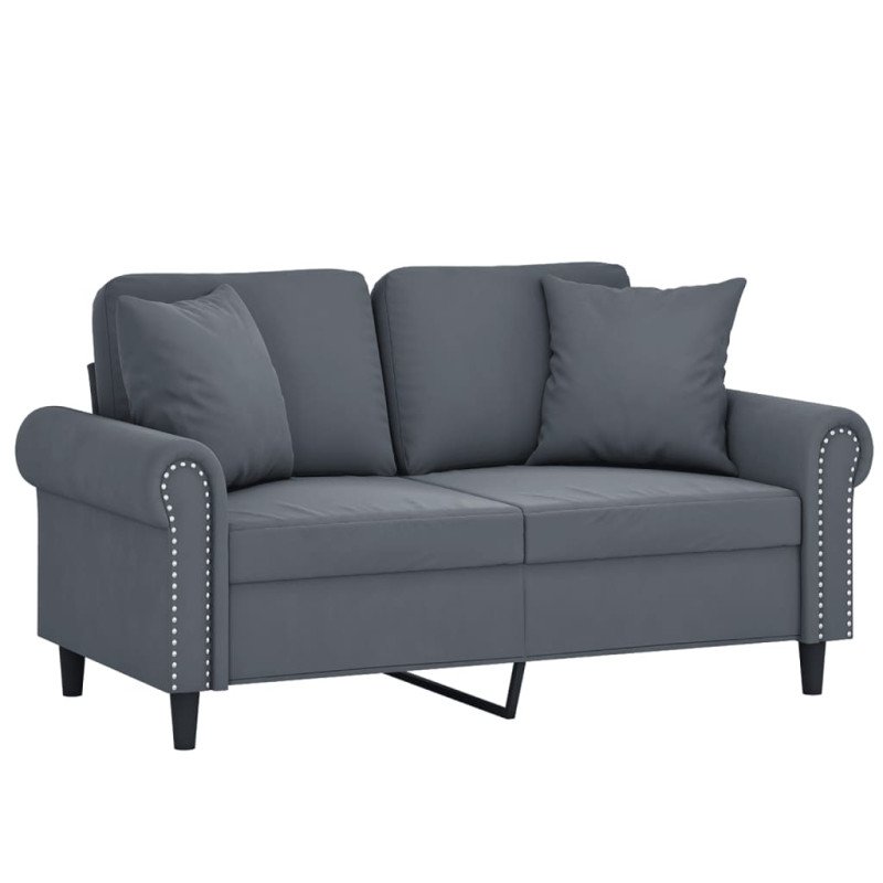 vidaXL 2-miestna pohovka s vankúšmi tmavosivá 120 cm zamat