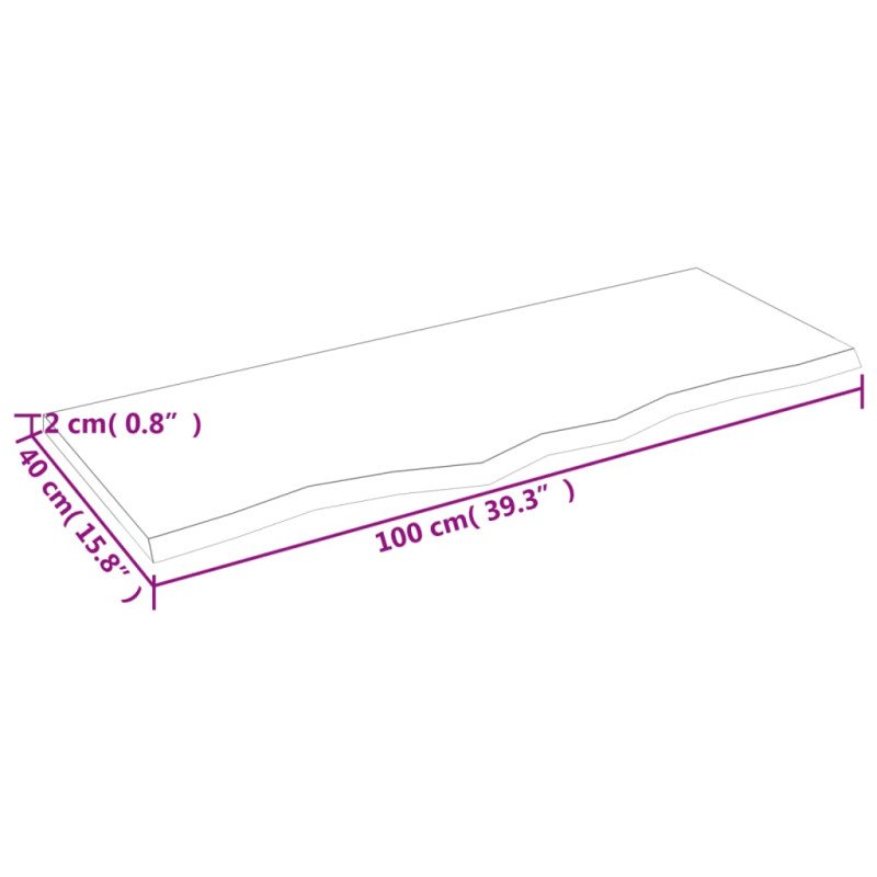 vidaXL Stolová doska bledohnedá 100x40x2 cm ošetrený dubový masív
