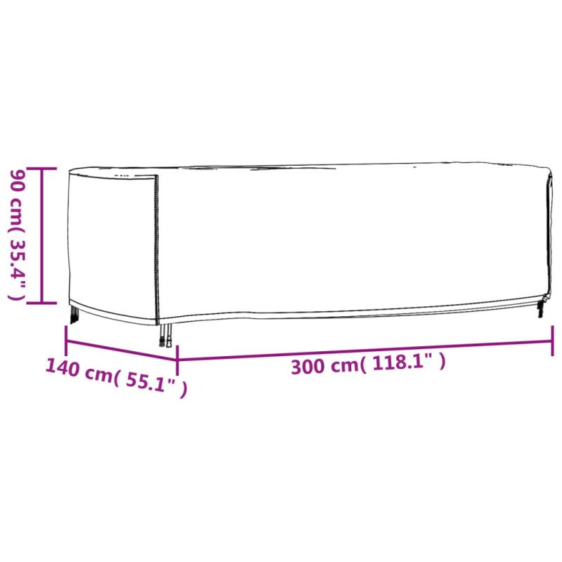 vidaXL Poťah na záhradný nábytok čierny 300x140x90 cm vodotesný 420D