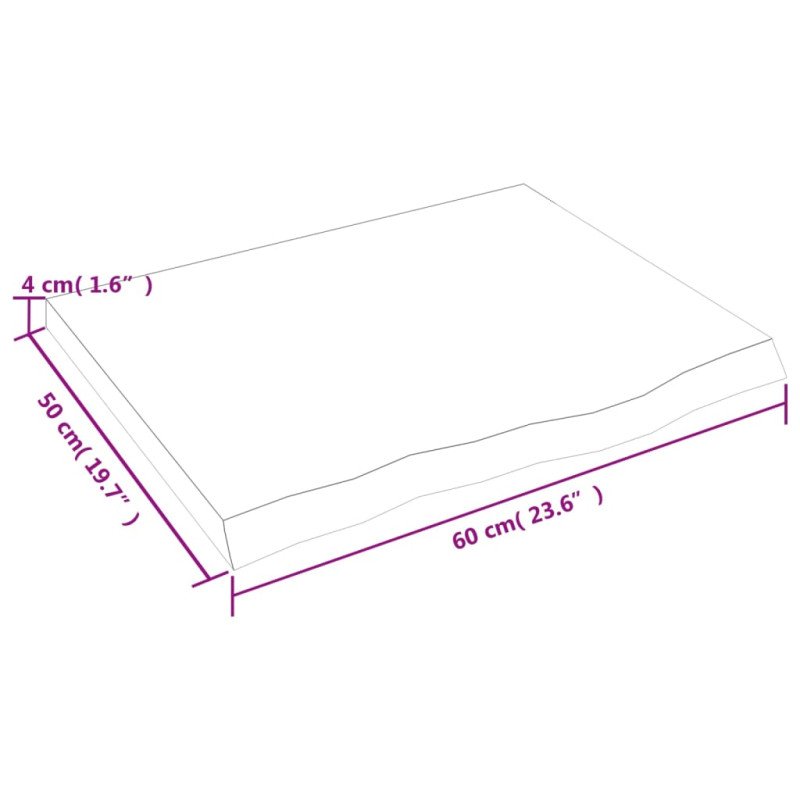 vidaXL Stolová doska tmavosivá 60x50x(2-4) cm ošetrený dubový masív