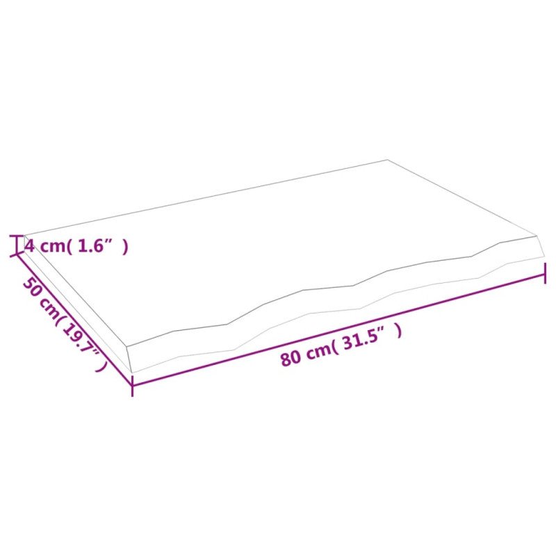 vidaXL Stolová doska bledohnedá 80x50x(2-4) cm ošetrený masívny dub