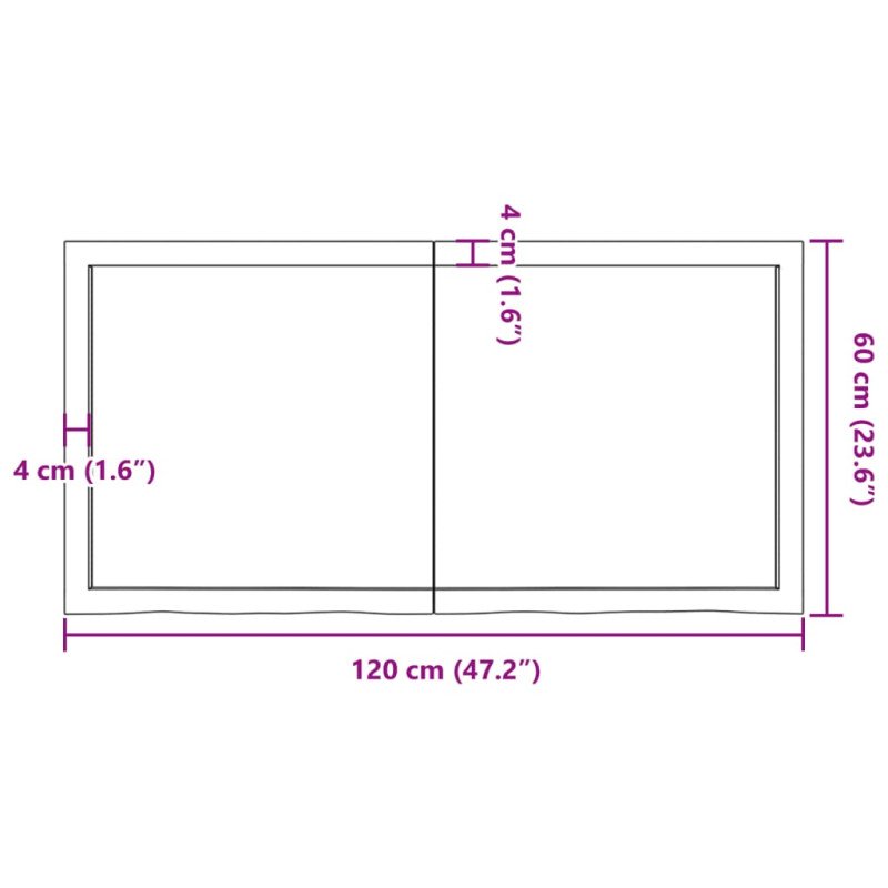 vidaXL Stolová doska tmavosivá 120x60x(2-6) cm ošetrený dubový masív