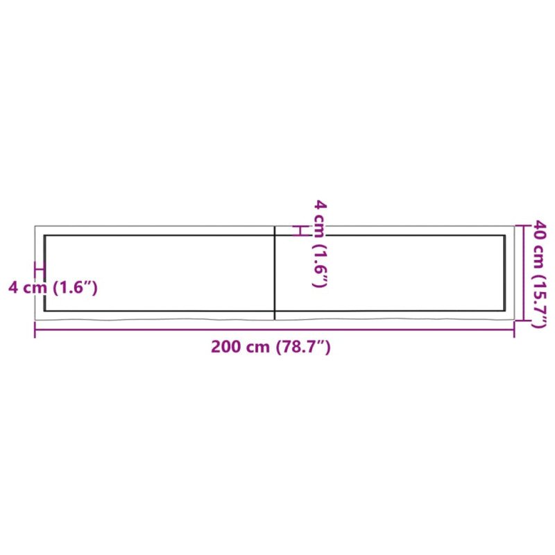 vidaXL Stolová doska tmavosivá 200x40x(2-4) cm ošetrený dubový masív