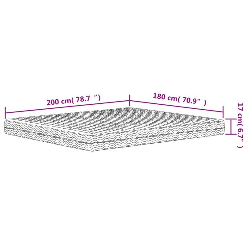 vidaXL Penový matrac biely 180x200 cm tvrdosť H2 H3