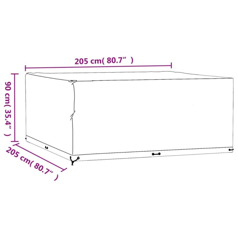 vidaXL Kryt na záhradný nábytok 16 očiek 205x205x90 cm štvorcový