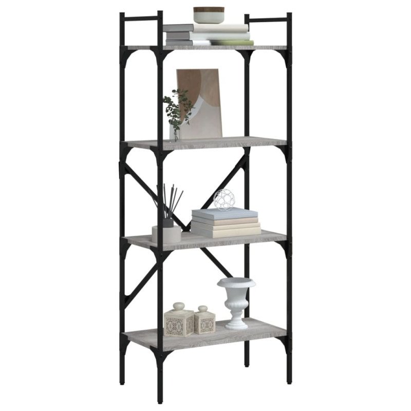 vidaXL Knižnica 4-poschodová sivá sonoma 56x31,5x138,5 cm komp. drevo