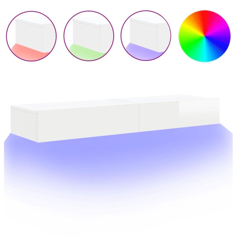 vidaXL TV skrinky s LED svetlami 2 ks lesklé biele 60x35x15,5 cm