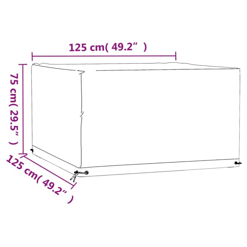vidaXL Obaly na záhradný nábytok 2 ks 8 očiek 125x125x75 cm štvorcové