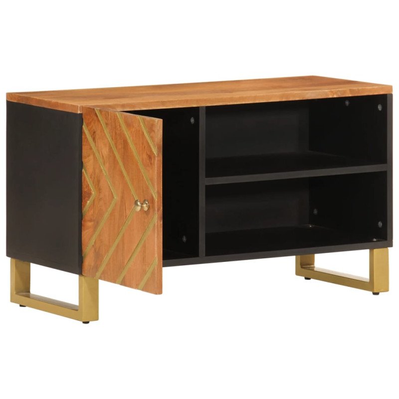 vidaXL TV skrinka hnedo-čierna 80x31,5x46 cm masívne mango