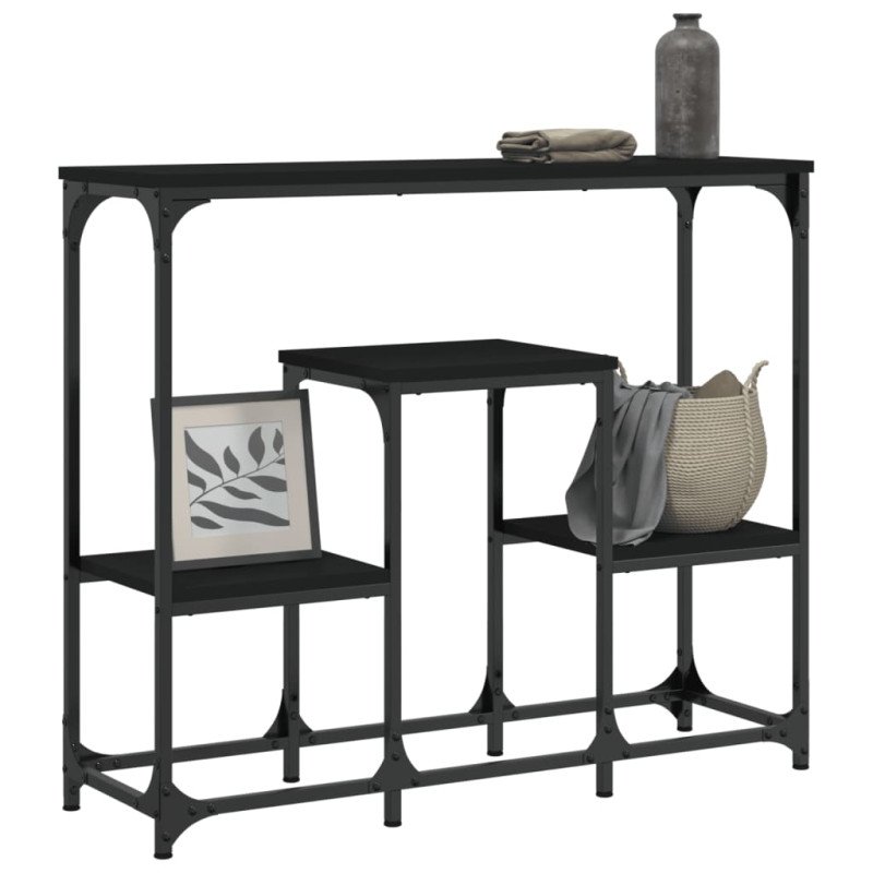 vidaXL Konzolový stolík čierny 89,5x28x76 cm kompozitné drevo