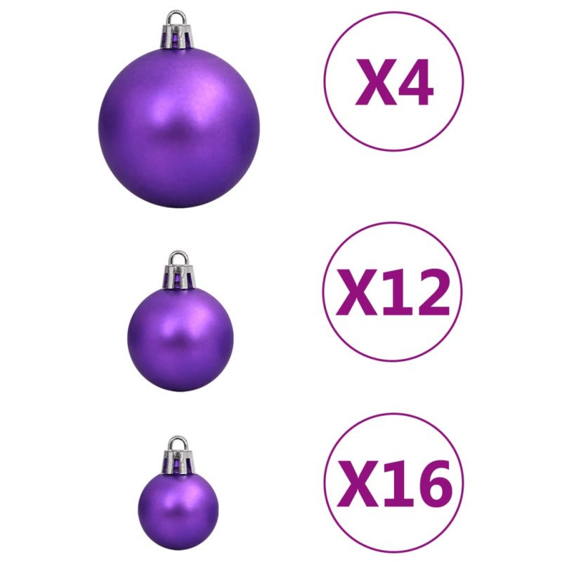 vidaXL 111-dielna sada vianočných ozdôb fialová polystyrén
