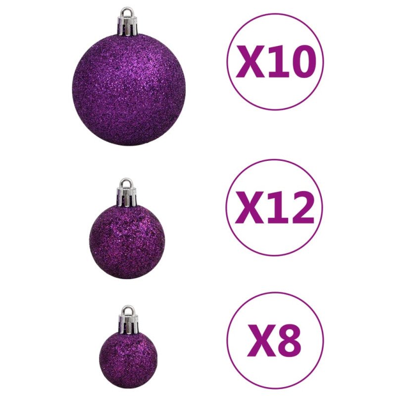 vidaXL 111-dielna sada vianočných ozdôb fialová polystyrén