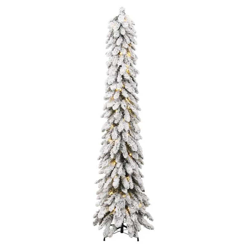 vidaXL Osvetlený umelý vianočný stromček so 130 LED, zasnežený 210 cm