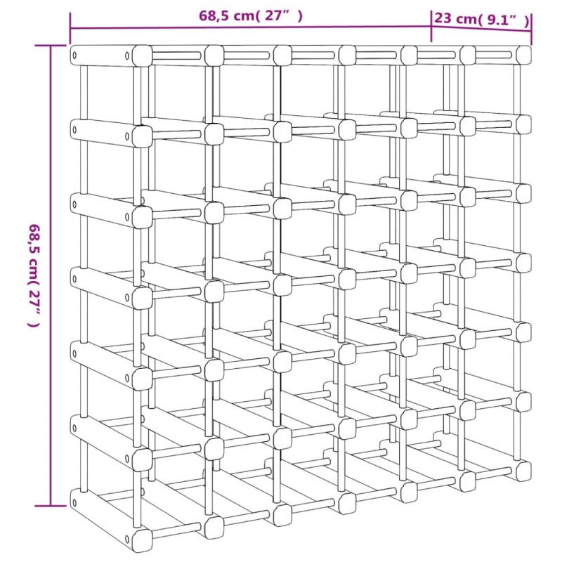 vidaXL Stojan na víno na 42 fliaš 68,5x23x68,5 cm borovicový masív