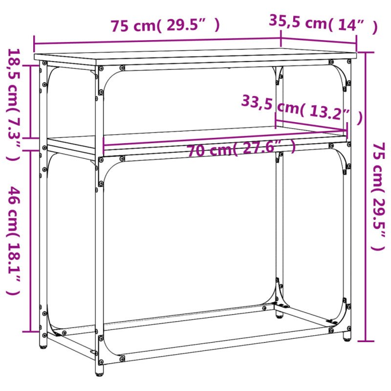 vidaXL Konzolový stolík hnedý dub 75x35,5x75 cm kompozitné drevo