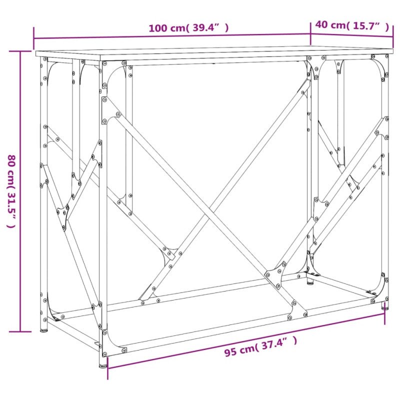 vidaXL Konzolový stolík hnedý dub 100x40x80 cm kompozitné drevo