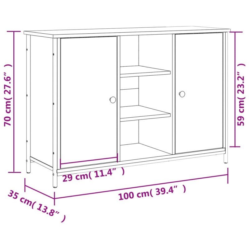 vidaXL Komoda dymový dub 100x35x70 cm kompozitné drevo
