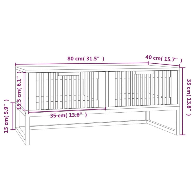 vidaXL Konferenčný stolík čierny 80x40x35 cm kompozitné drevo a železo