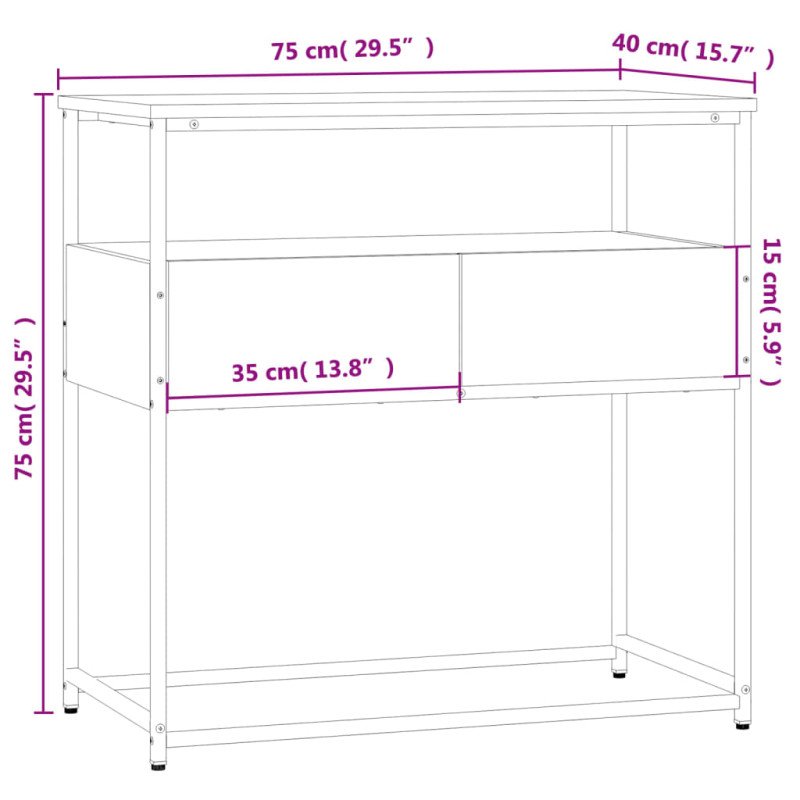 vidaXL Konzolový stolík hnedý dub 75x40x75 cm kompozitné drevo