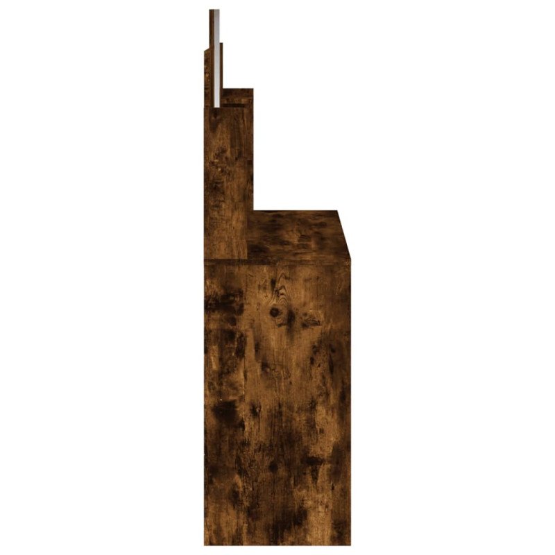 vidaXL Toaletný stolík so zrkadlom dymový dub 96x39x142 cm