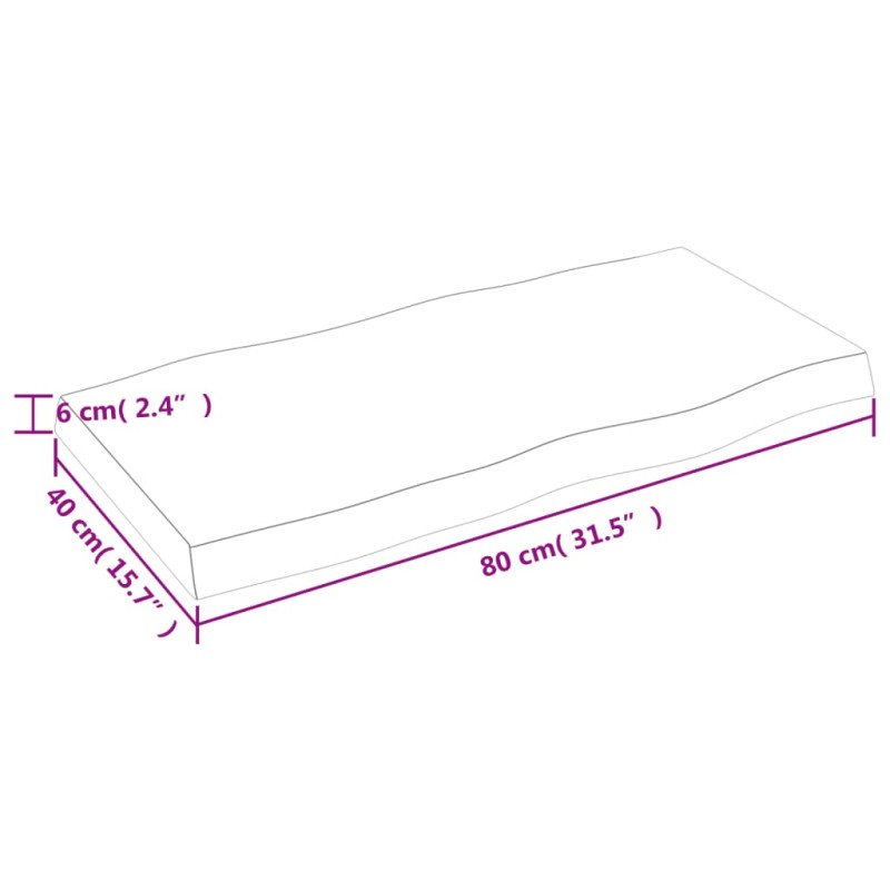 vidaXL Stolová doska tmavohnedá 80x40x(2-6)cm ošetrený masív hrany