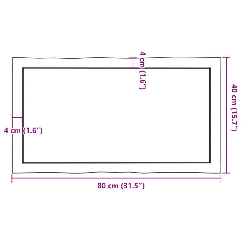 vidaXL Stolová doska tmavohnedá 80x40x(2-6)cm ošetrený masív hrany