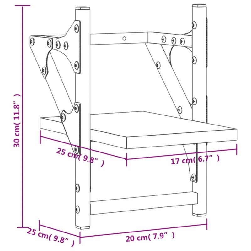 vidaXL Nástenné police s tyčami 2 ks hnedý dub 20x25x30 cm