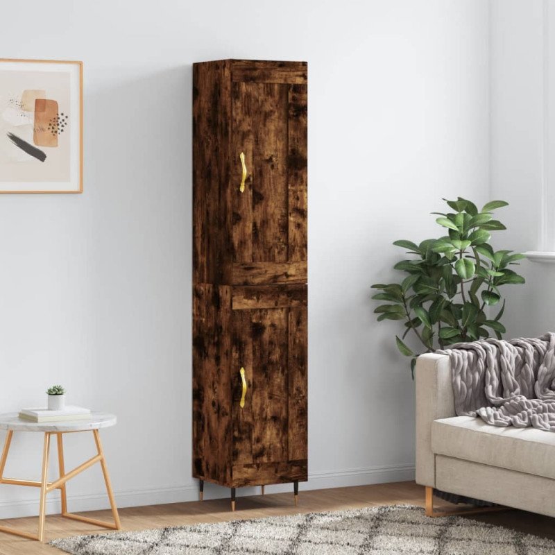 vidaXL Vysoká skrinka dymový dub 34,5x34x180 cm spracované drevo