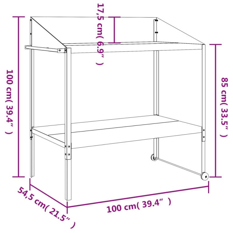 vidaXL Stojan na rastliny antracitový 100x54,5x100 cm pozinkovaná oceľ