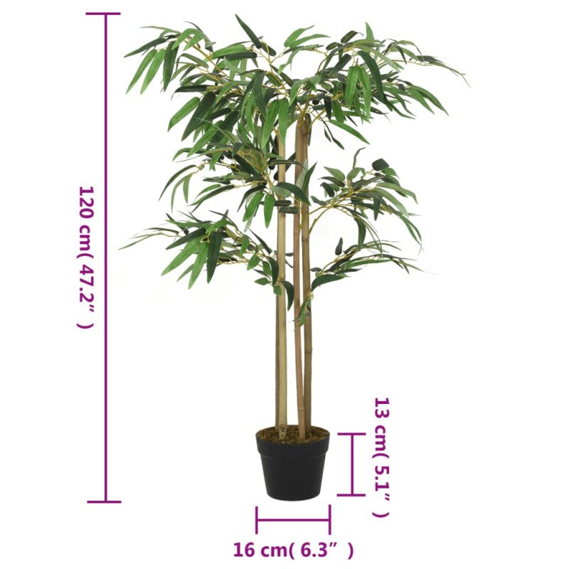 vidaXL Umelý bambusový strom 760 listov 120 cm zelený