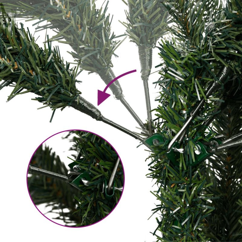 vidaXL Umelý výklopný vianočný stromček so šiškami a bobuľami 210 cm