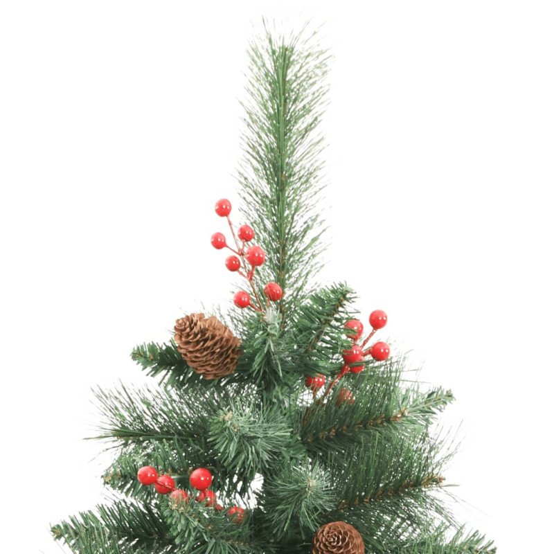 vidaXL Umelý výklopný vianočný stromček so šiškami a bobuľami 210 cm