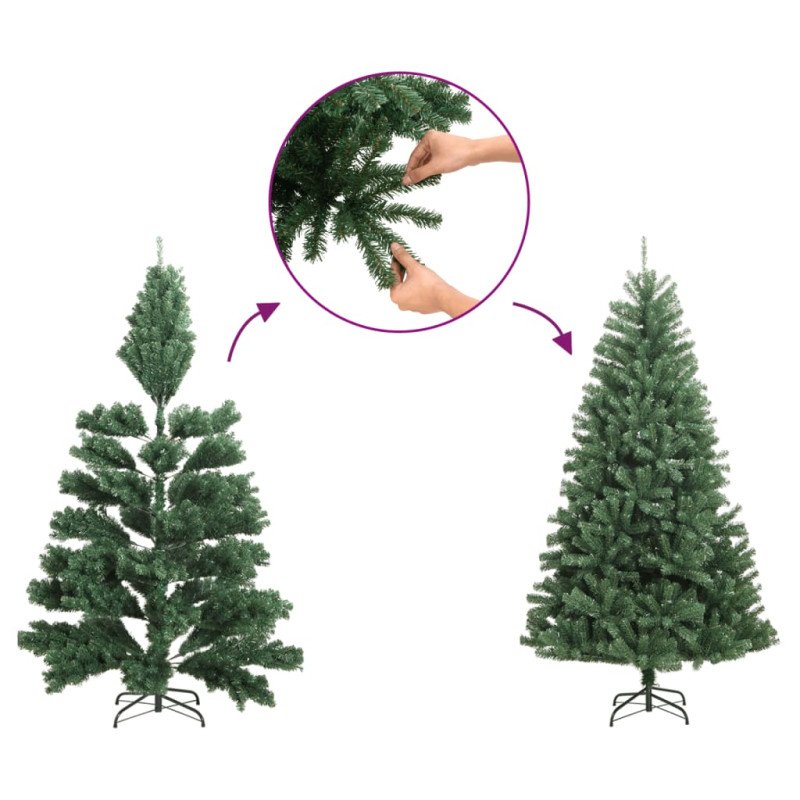 vidaXL Umelý výklopný vianočný stromček so šiškami a bobuľami 210 cm