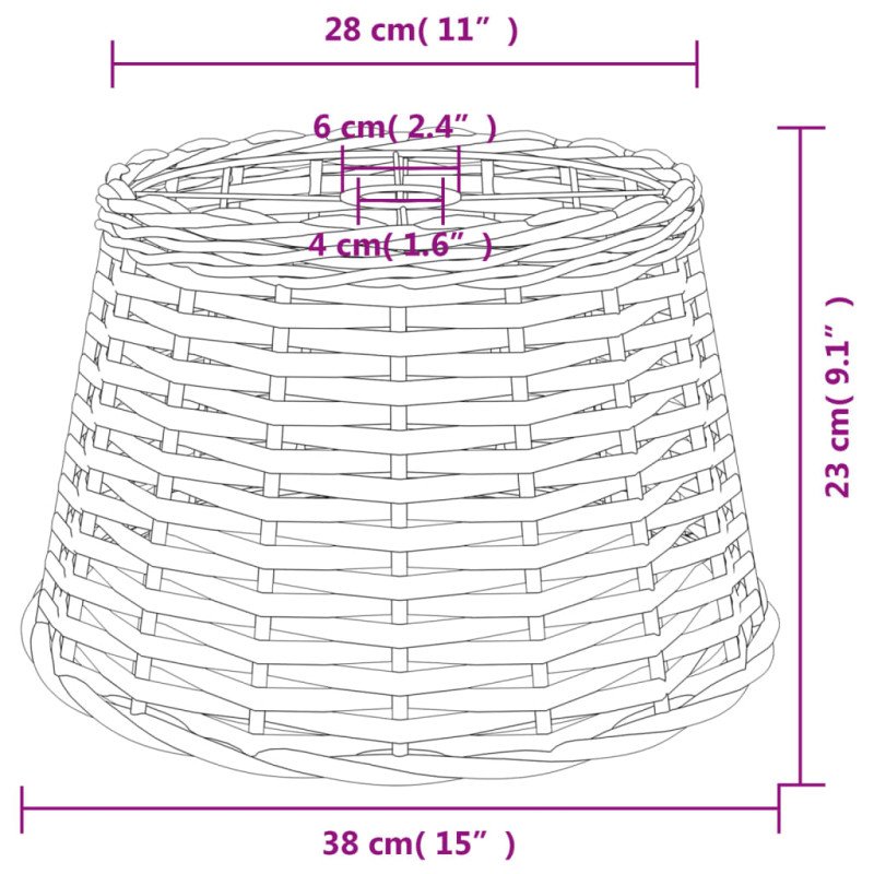 vidaXL Tienidlo na stropnú lampu biele Ø38x23 cm prútené