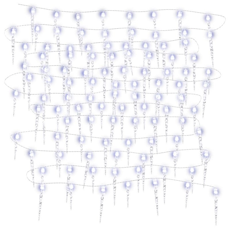 vidaXL Vianočné svietiace cencúle 200 LED studené biele 20m akryl. PVC