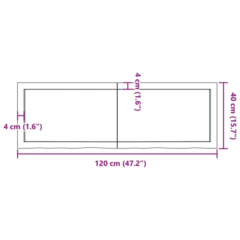 vidaXL Stolová doska 120x40x(2-4) cm neošetrený dubový masív