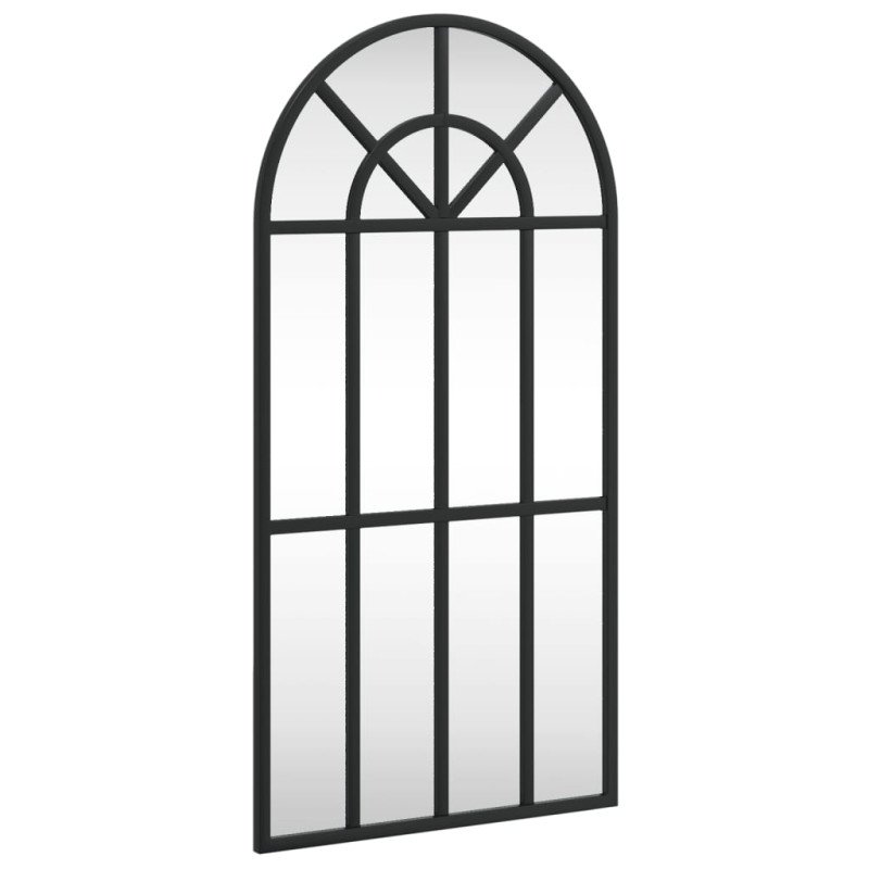 vidaXL Nástenné zrkadlo čierne 30x60 cm oblúkové železné