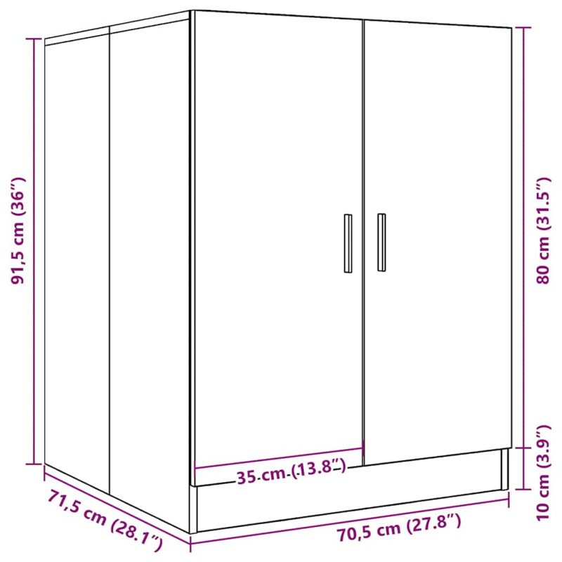 vidaXL Skrinka na práčku hnedý dub 71x71,5x91,5 cm