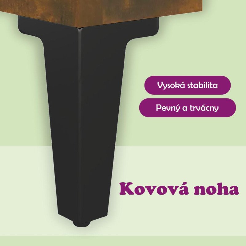 vidaXL Nočný stolík s kovovými nohami dymový dub 40x35x69 cm