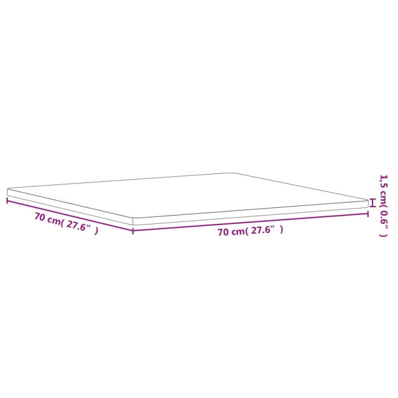 vidaXL Stolová doska 70x70x1,5 cm štvorcová masívny buk