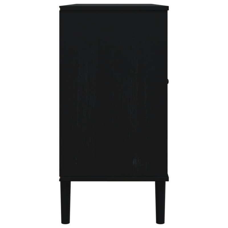 vidaXL Komoda SENJA, ratanový vzhľad, čierna 112x40x80 cm, borovica