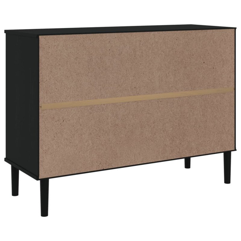 vidaXL Komoda SENJA, ratanový vzhľad, čierna 112x40x80 cm, borovica