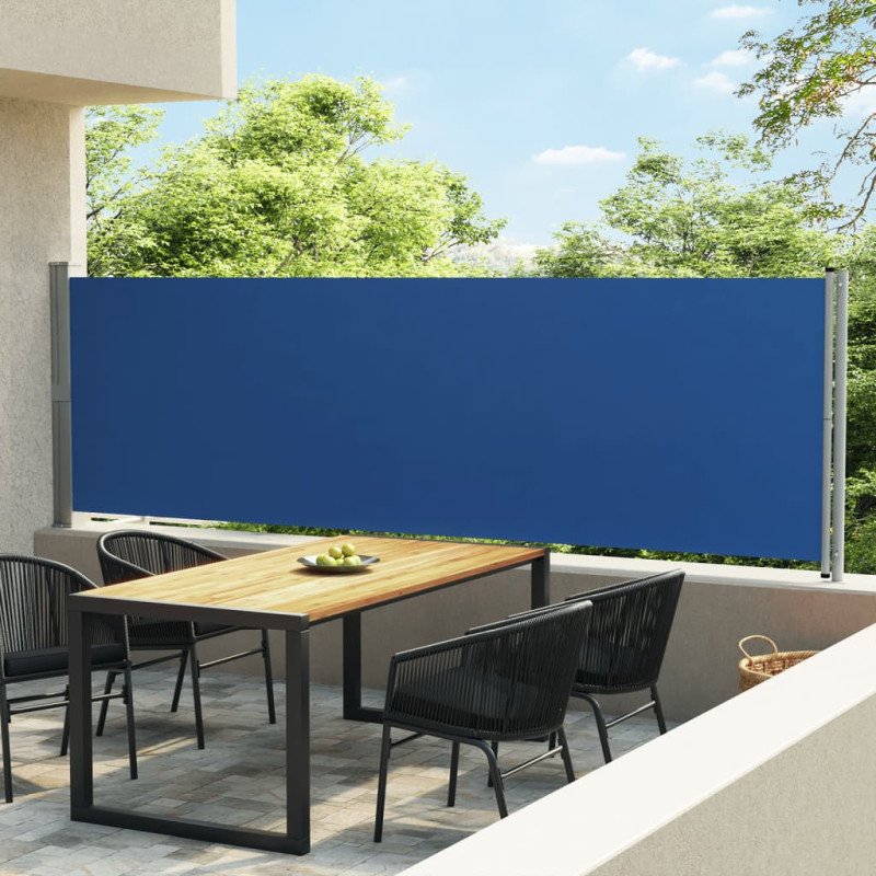 vidaXL Zaťahovacia bočná markíza na terasu 140x600 cm modrá