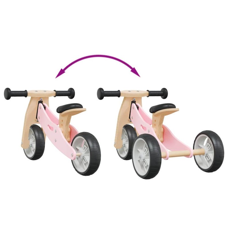 vidaXL Balančný bicykel pre deti 2 v 1 ružový