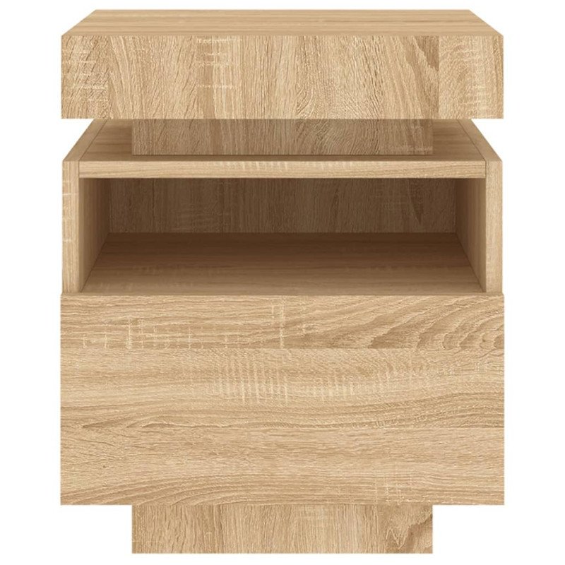 vidaXL Nočné stolíky s LED svetlami 2 ks dub sonoma 40x39x48,5 cm