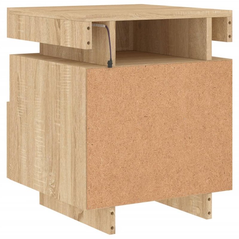 vidaXL Nočné stolíky s LED svetlami 2 ks dub sonoma 40x39x48,5 cm
